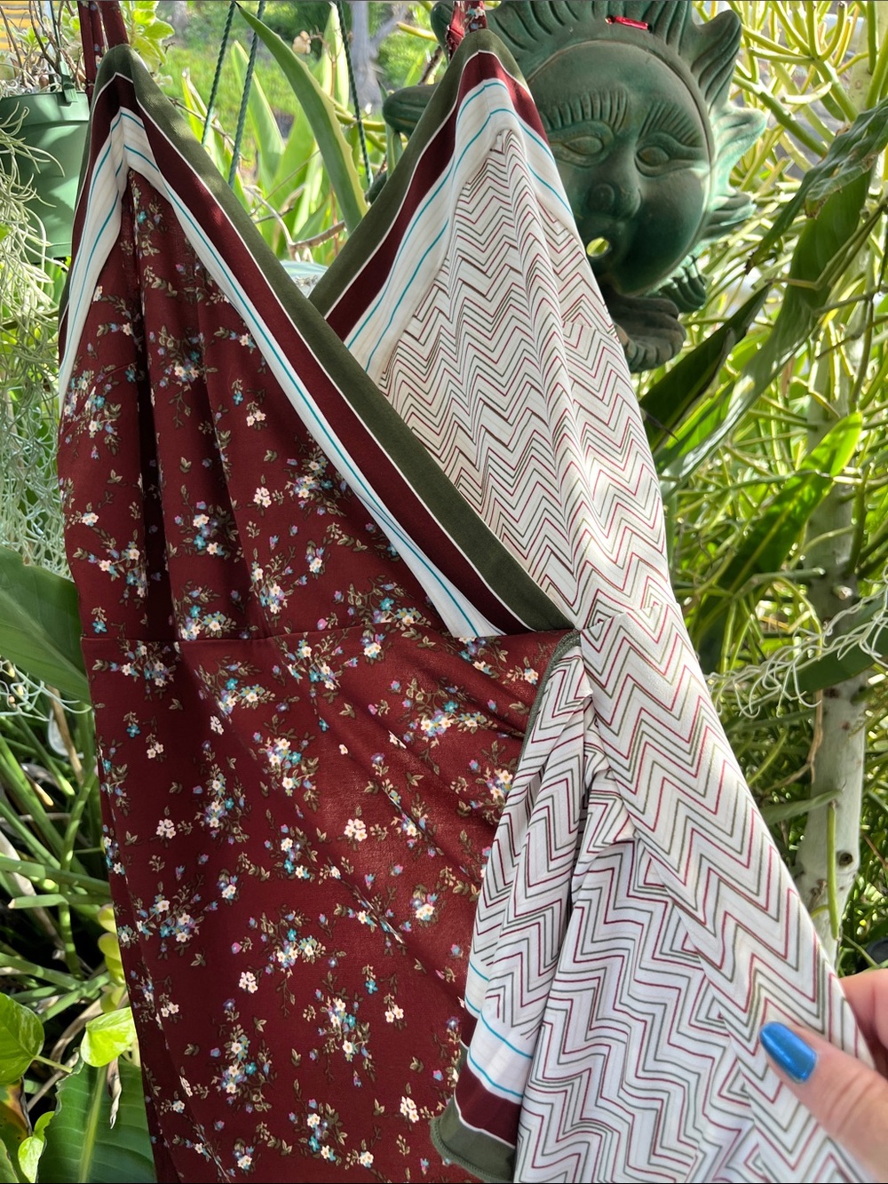 Cato Burgundy Floral & Stripe Summer Dress - Picture 4 of 7